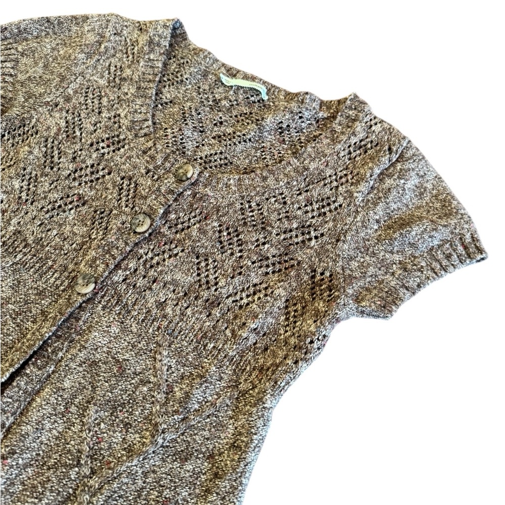 Maurices Heathered Brown Short Sleeve Knit Cardigan - Picture 2 of 5